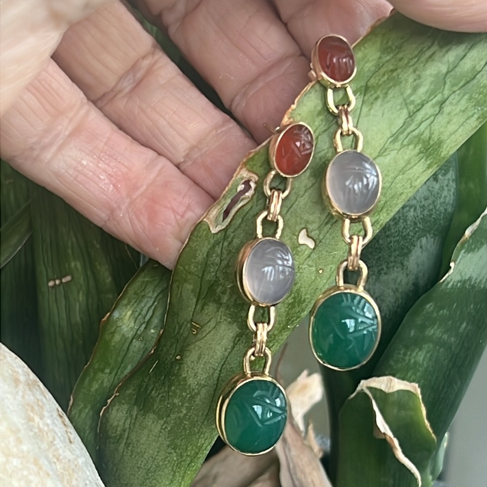 14 karat gold Scarab earrings Earrings - Picture 4 of 10
